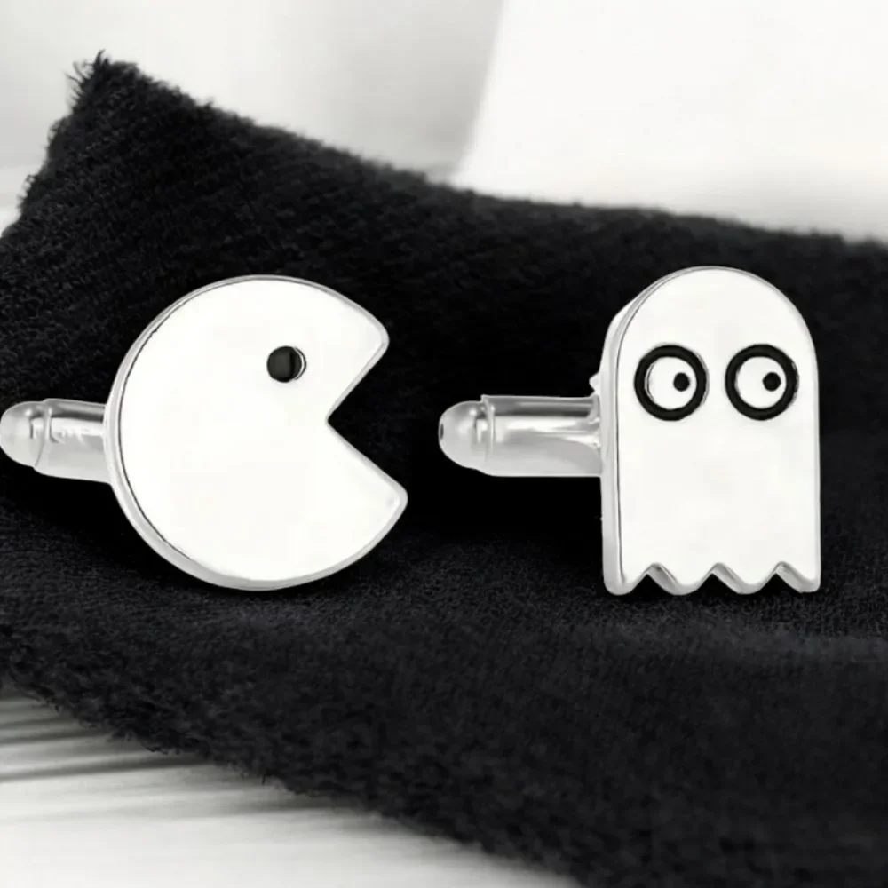 Pac-Man Ghost Retro Arcade Cufflinks Maze Gamer 80s Video Game Geek Groom Gift